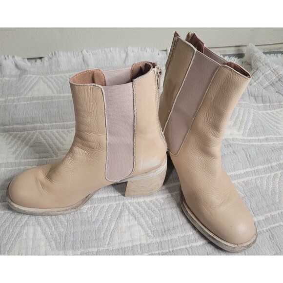 Free People Leather Chelsea Ankle Boots Women’s 36 (US 6) Nude Beige - Picture 2 of 9